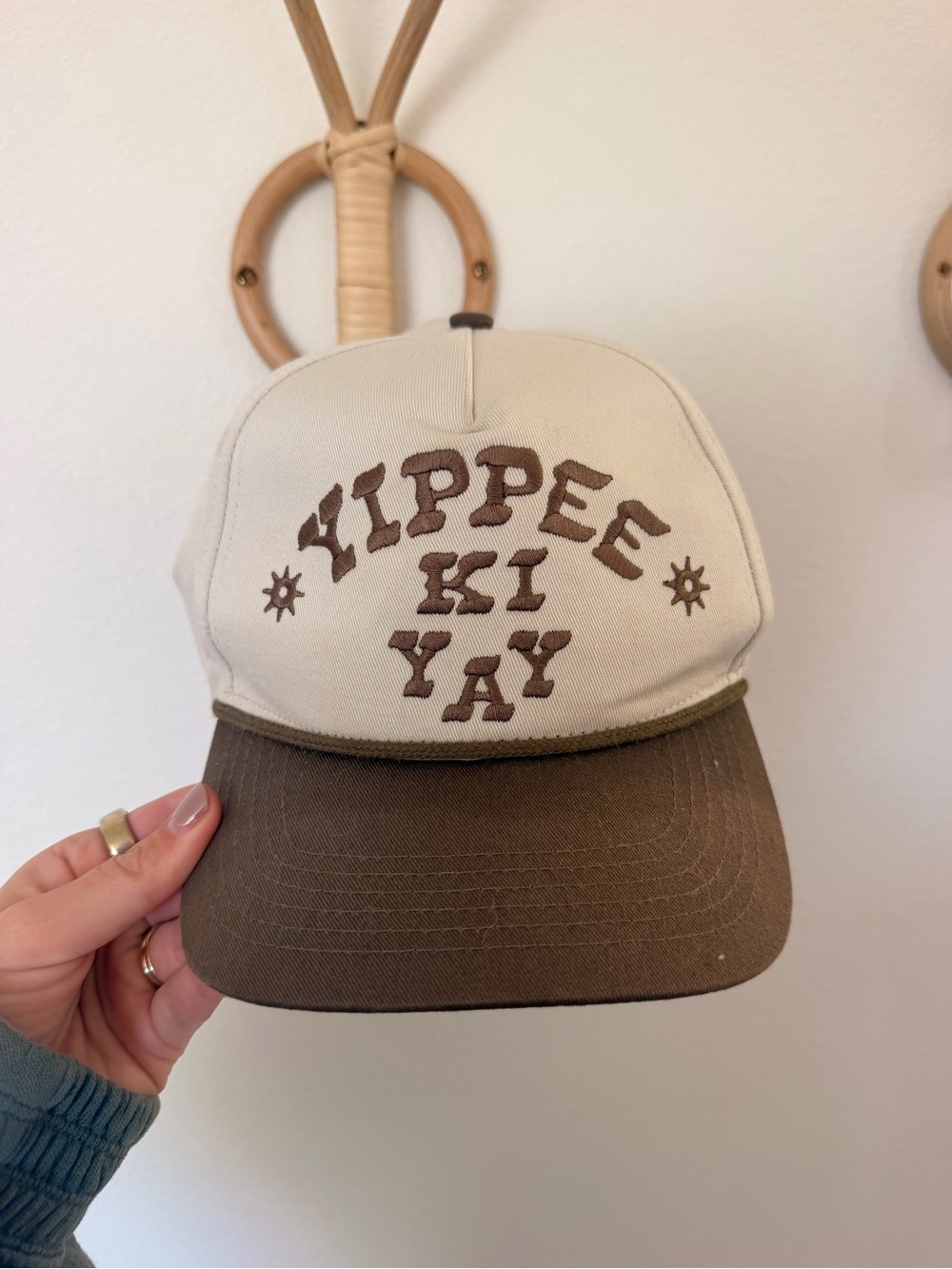 Sendero Provisions Co. Beige and Brown 'Yippee Ki Yay' Cap